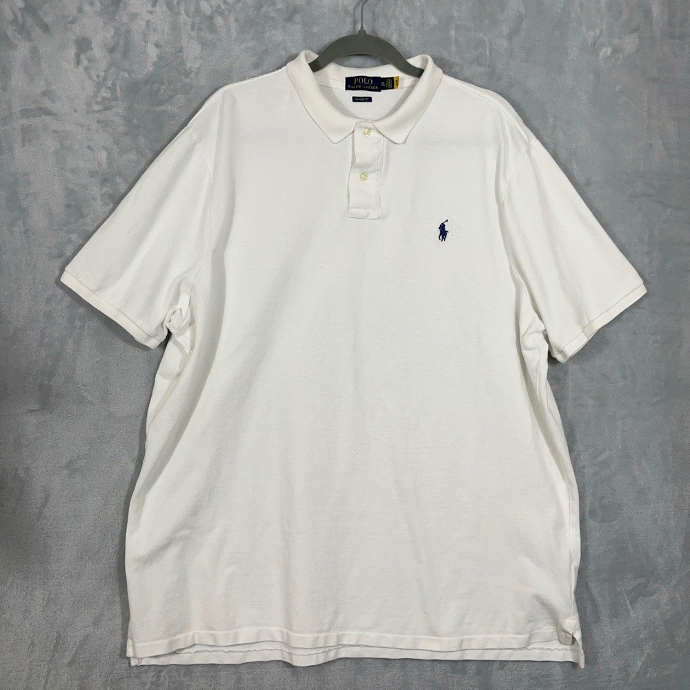 Polo Ralph Lauren Mens Polo Shirt XXL White Classic Fit Cotton Pony Logo Preppy